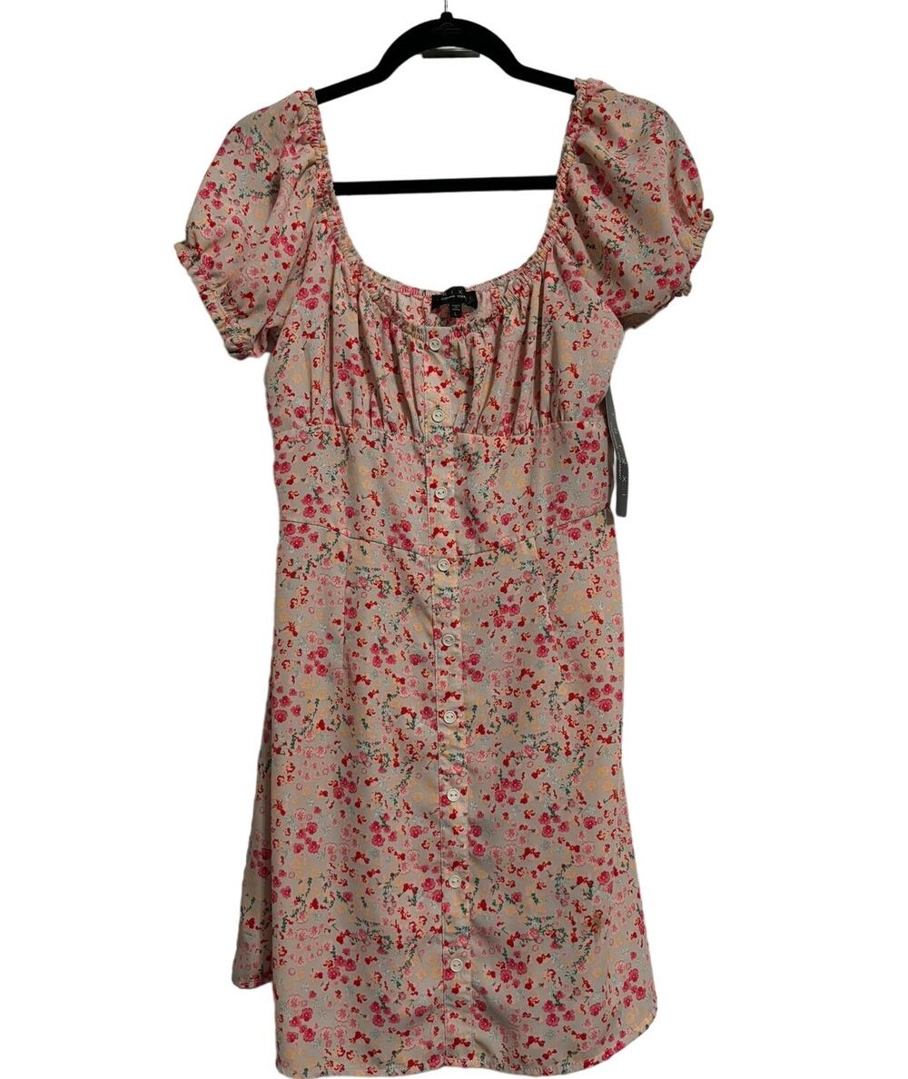 Trixxi NWT Floral Mini Dress Size Large L Cottagecore Romantic Milkmaid Picnic